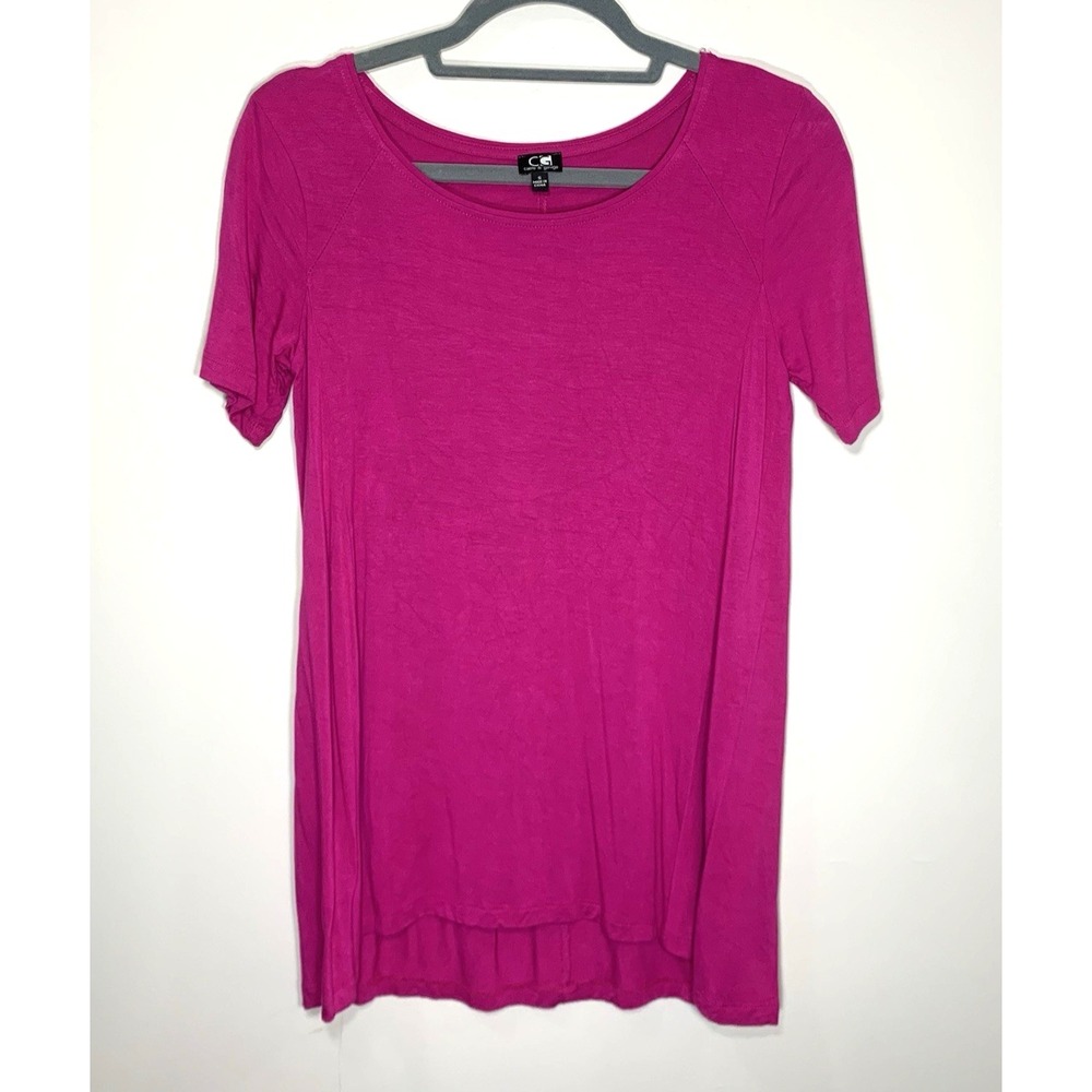 Cable And Gaugeโ Tunic Top Womens Small Fuchsia Pink Short Sleeve Stretch